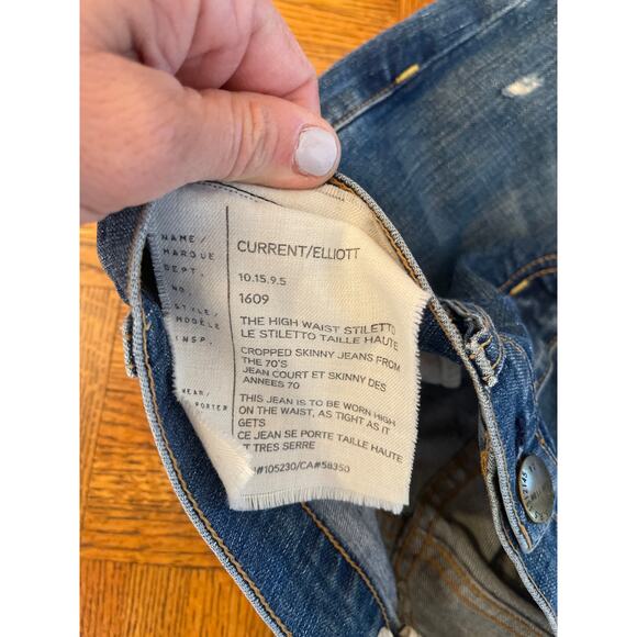 Current/Elliott The High waist stiletto distressed jeans size 26 - Picture 4 of 6